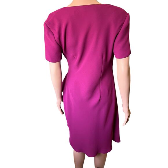 Talbots Petites Crepe Wrap Dress 8 Ruched Cocktail Wedding Guest Luxe Preppy - Picture 3 of 4